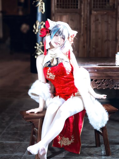 [Cosplay] 半半子 – 柴郡中华娘旗袍[45P2V-389MB]