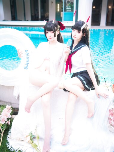 [Cosplay] 封疆疆v x 祖木子 能代 x 酒匂泳装