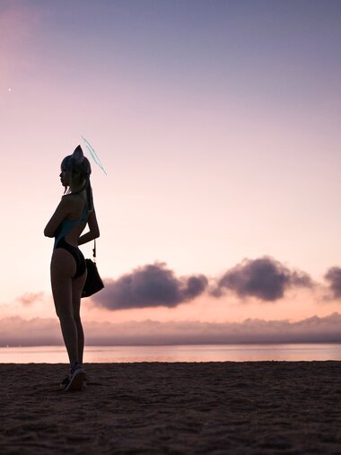 [Cosplay] G44 不会受伤 - Sand wolf white swimsuit 砂狼白子泳装