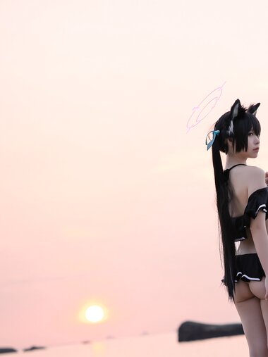 [Cosplay] G44 不会受伤 - Kuromi Serika Beach Swimsuit 黑見芹香 海边泳装
