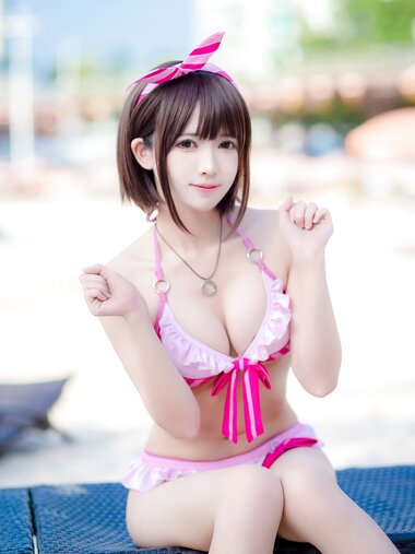 [Cosplay] Eel Feier 鳗鱼霏儿 - Kato Megumi Swimsuit 加藤惠泳装