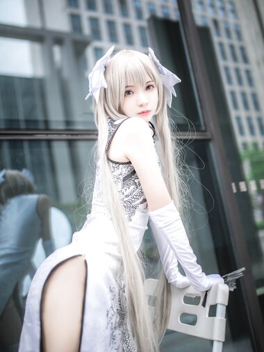 [Cosplay] Fengmaoss 疯猫ss - Sora White Qipao 穹妹旗袍白