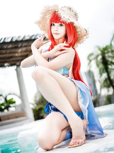 [Cosplay] Mizhi Mao Qiu 蜜汁猫裘 - Nilou Swimsuit