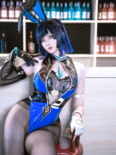 [Cosplay] Natsuko夏夏子 原神 夜兰兔女郎 [74P1V-157MB]
