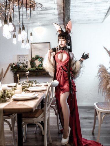 [COSPLAY] 蠢沫沫 Akagi Ruby Laced Beauty Azur Lane