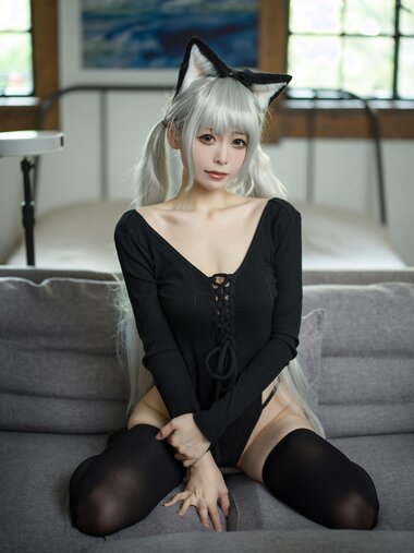 [COSPLAY] 樱岛嗷一 黑猫针织衫连体衣