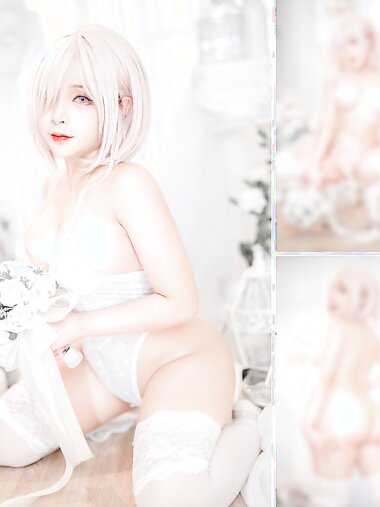 [Cosplay] Sayo Momo - Mashu white lingerie body 0il