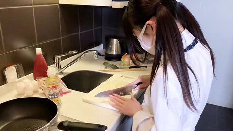 3049060 After cooking and talking about her first love with Miku a middle-aged girl in white socks and school uniform