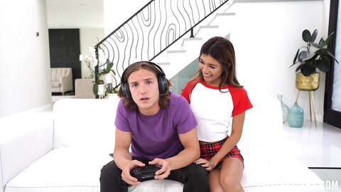 Teen Clara Trinity wants her gamer friend's big cock