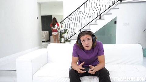 Teen Clara Trinity wants her gamer friend's big cock