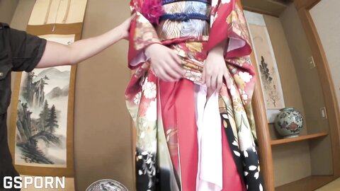 Real Japanese Geishe Dress Kimono Is Fucked With Creampie