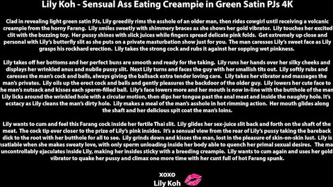 Sensual Ass Eating Creampie In Green Satin Pjs