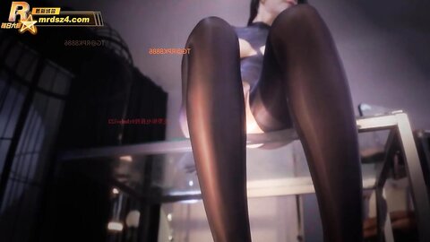 One-piece crotchless black stockings, frantic masturbation on a slutty pussy