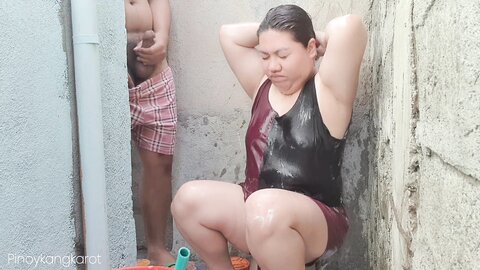 Filipina Taking A Bath Outside The House Got Fuck Pinoykangkarot