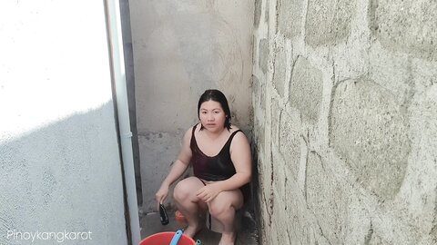 Filipina Taking A Bath Outside The House Got Fuck Pinoykangkarot