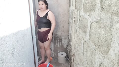 Filipina Taking A Bath Outside The House Got Fuck Pinoykangkarot