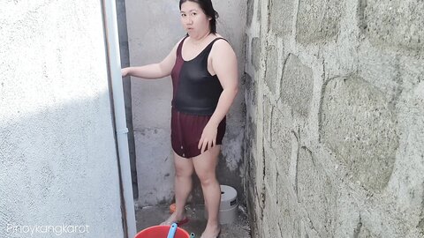 Filipina Taking A Bath Outside The House Got Fuck Pinoykangkarot