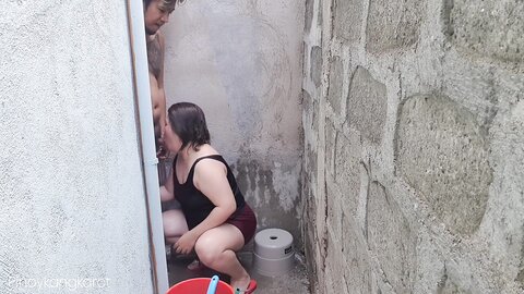 Filipina Taking A Bath Outside The House Got Fuck Pinoykangkarot