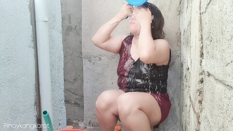 Filipina Taking A Bath Outside The House Got Fuck Pinoykangkarot