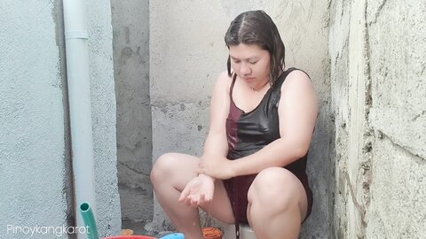 Filipina Taking A Bath Outside The House Got Fuck Pinoykangkarot