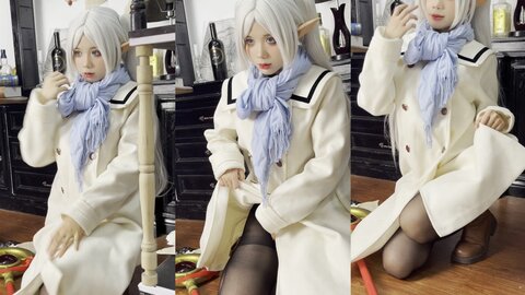 [Cosplay] PoppaChan - Frieren Winter 芙莉莲·黑丝短靴冬装 +S (13)