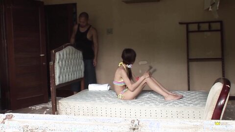Skinny Japanese Chick Gets Her Hairy Pussy Pleased And Creampied By A M