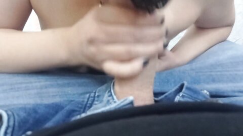 Quick Handjob With Mouth And Cum On Tits On Small Asian Girl