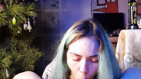 Cute Asian Girl Eats Cum Under The Christmas Tree New Year 2023