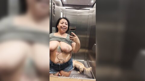Flashing On The Elevator With My Pet 6409Ef1C1B311