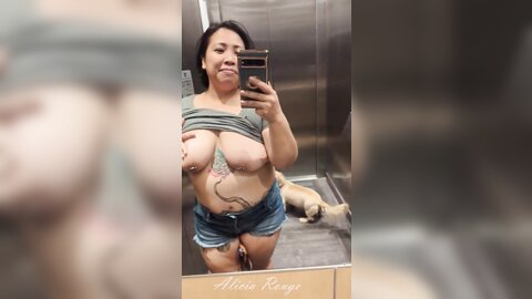 Flashing On The Elevator With My Pet 6409Ef1C1B311