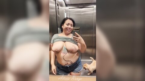 Flashing On The Elevator With My Pet 6409Ef1C1B311