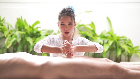 A Small Asian Woman Massages A Big Penis