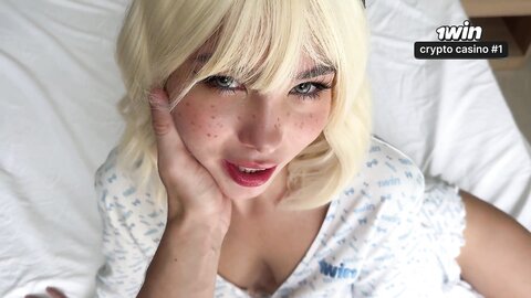 Asian Blonde Is Covered In Cum