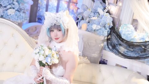 [Cosplay] 麻花麻花酱 碧蓝航线 柴郡内衣花嫁 [32P2V-710MB] (2)