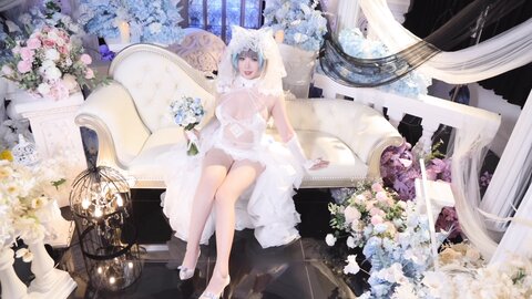 [Cosplay] 麻花麻花酱 碧蓝航线 柴郡内衣花嫁 [32P2V-710MB] (2)