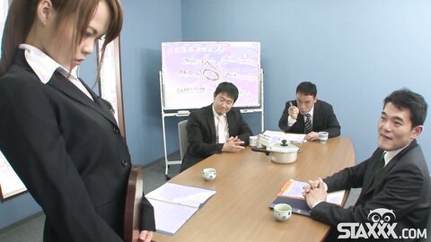 Sexy Asian Office Girl Blows Her Coworkers