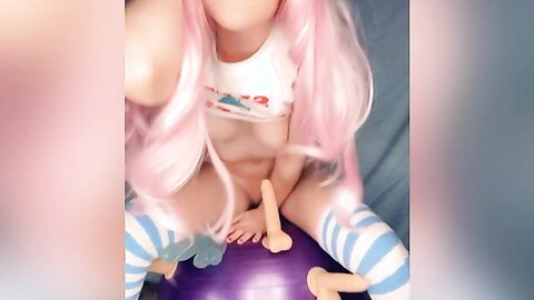 Belle Delphine Latest  Video 20 Yoga Ball Dildo Show