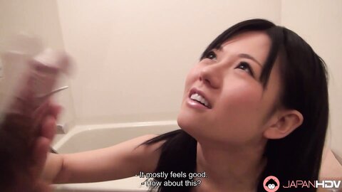Japanese Brunette Mai Araki Sucks A Mans Dick In The Bathroom Uncensor
