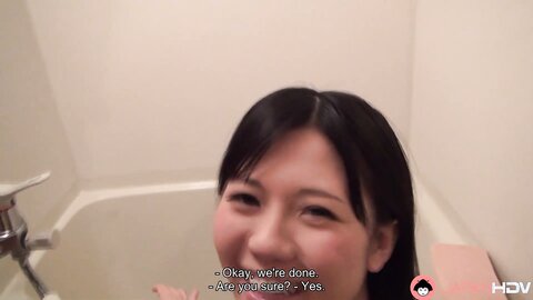 Japanese Brunette Mai Araki Sucks A Mans Dick In The Bathroom Uncensor