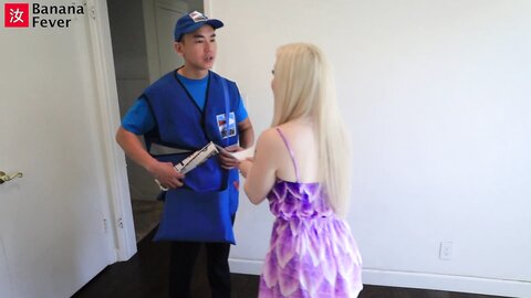 Unemployed Blonde Bimbo Gets Offers By Banging Asian Mailman Bananafev