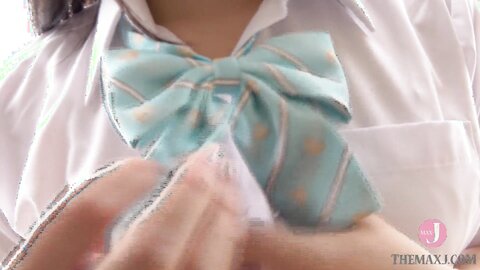 Uniform Girls Recorder Play Rubbing And Playing With Sensitive Cousi
