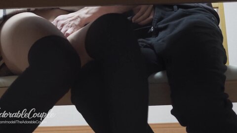 Asian School Girl Fingered By Professor Under The Table Ends In Creamp