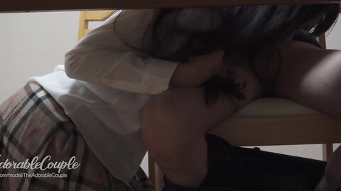 Asian School Girl Fingered By Professor Under The Table Ends In Creamp