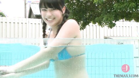 Girlfriend In Blue Micro Bikini Frolicking In Pool