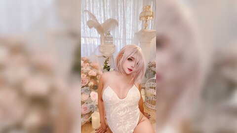 [Cosplay] Sayo Momo - Mashu white lingerie body 0il (7)