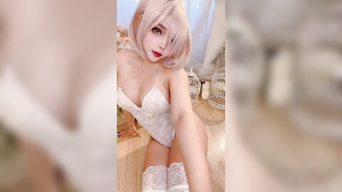 [Cosplay] Sayo Momo - Mashu white lingerie body 0il (7)