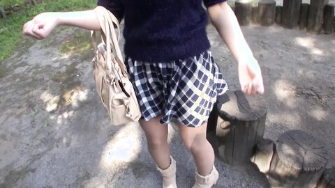 Cute Japanese Girl Takes A Walk In The Forest