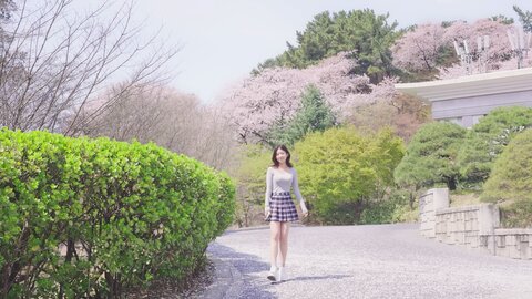 042 고화질 VLOG Ai 룩북 실사 몸매 첫사랑이 생각나는 여친룩???? 벚꽃놀이룩 미니스커트 룩북 직캠 mini skirt Lookbook 모델 양서윤룩북