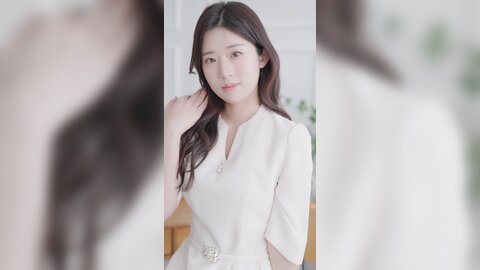 070 세로룩북 아직 대학생같은 서윤의 몸매가 드러나는 화이트 원피스 언더웨어 룩북 직캠. 포켓걸 룩북 후방주의 underwear Lookbook