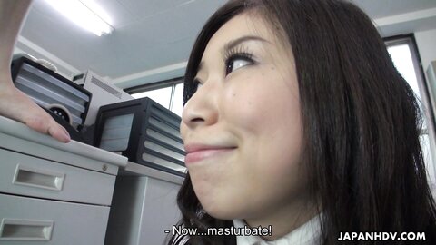 Yuka Tsubasa Controls Her Co Workers And Has Them Masturbate In Front Of Her